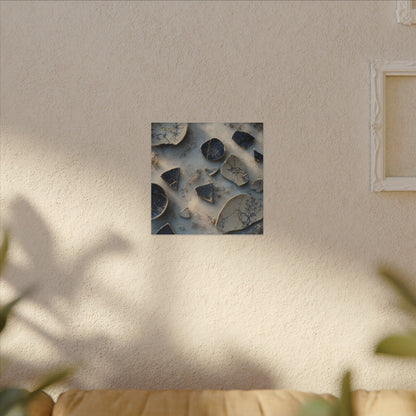 Broken Pottery Canvas Art | Winter Kintsugi Gold Vein Art