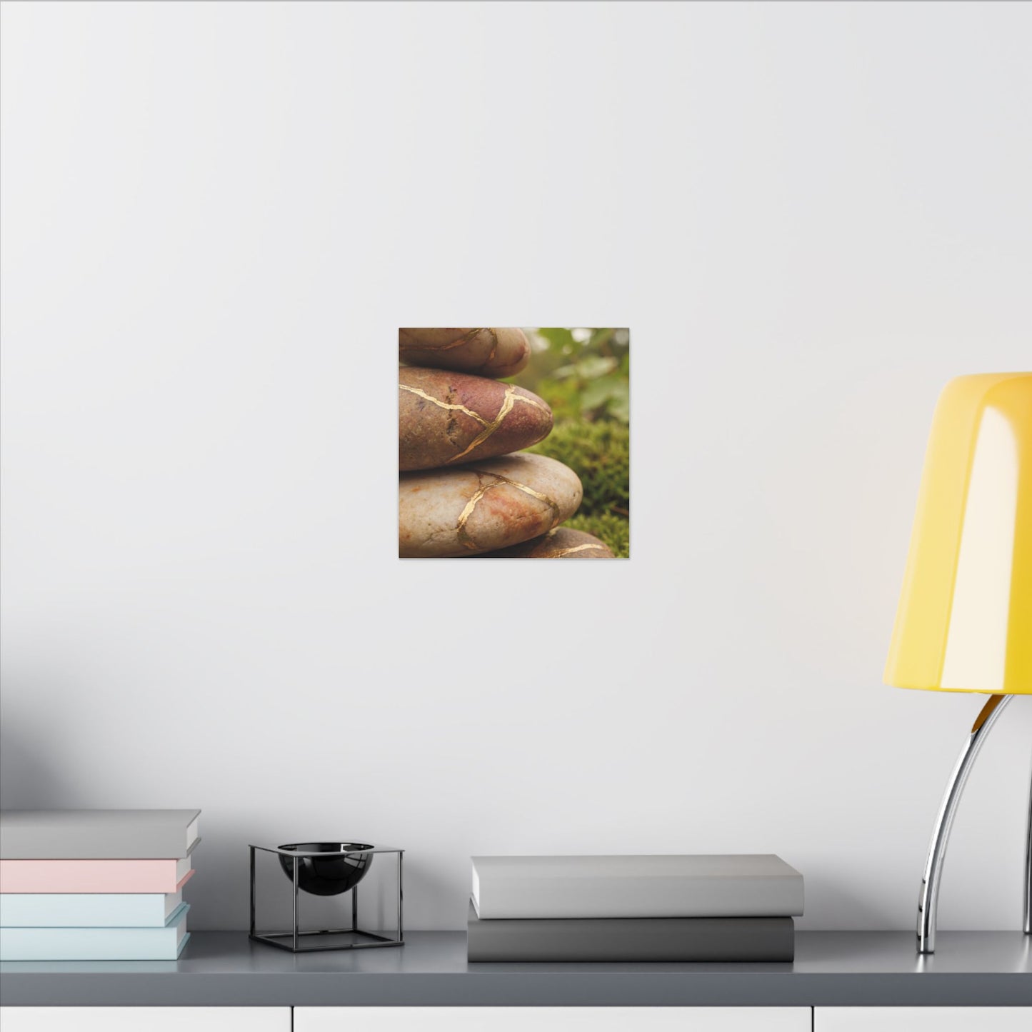River Stones Summer Canvas Art | Kintsugi Healing Design
