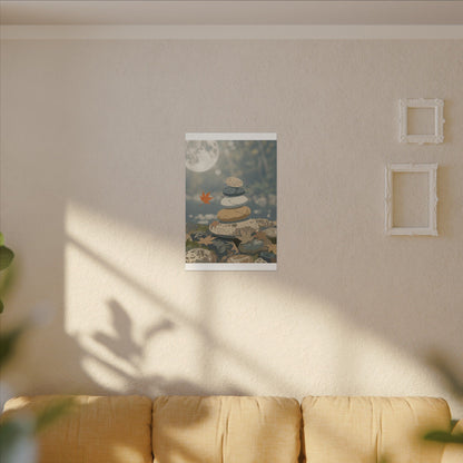 Warm River Stones Canvas Art - Japanese Pattern Japandi