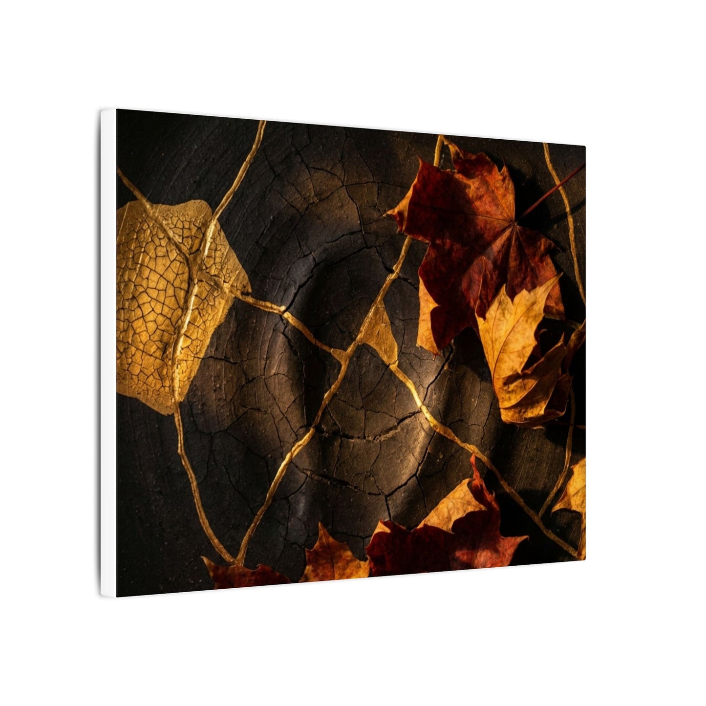 Resilient Shadow Play Canvas Art - Crackle Gold Kintsugi