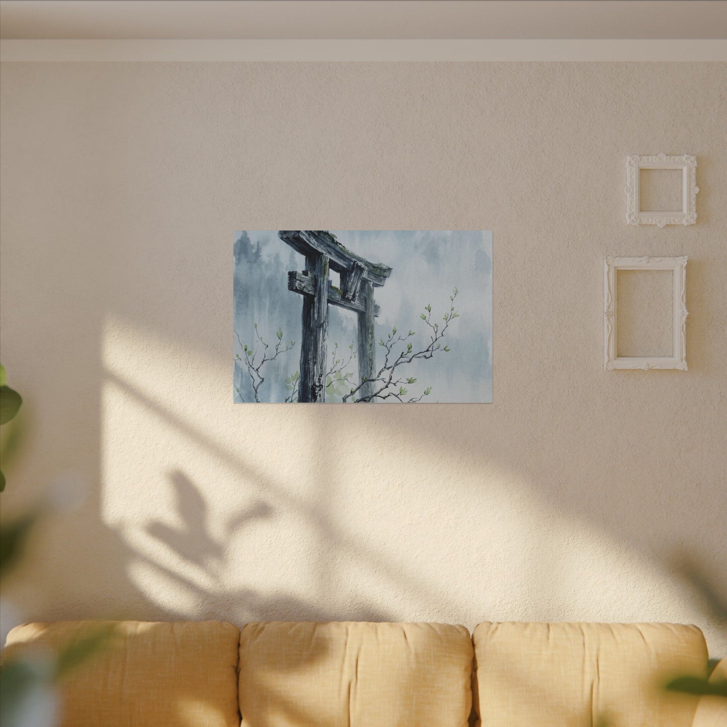 Torii Gate Canvas Art | Spring Zen Sumi E Art