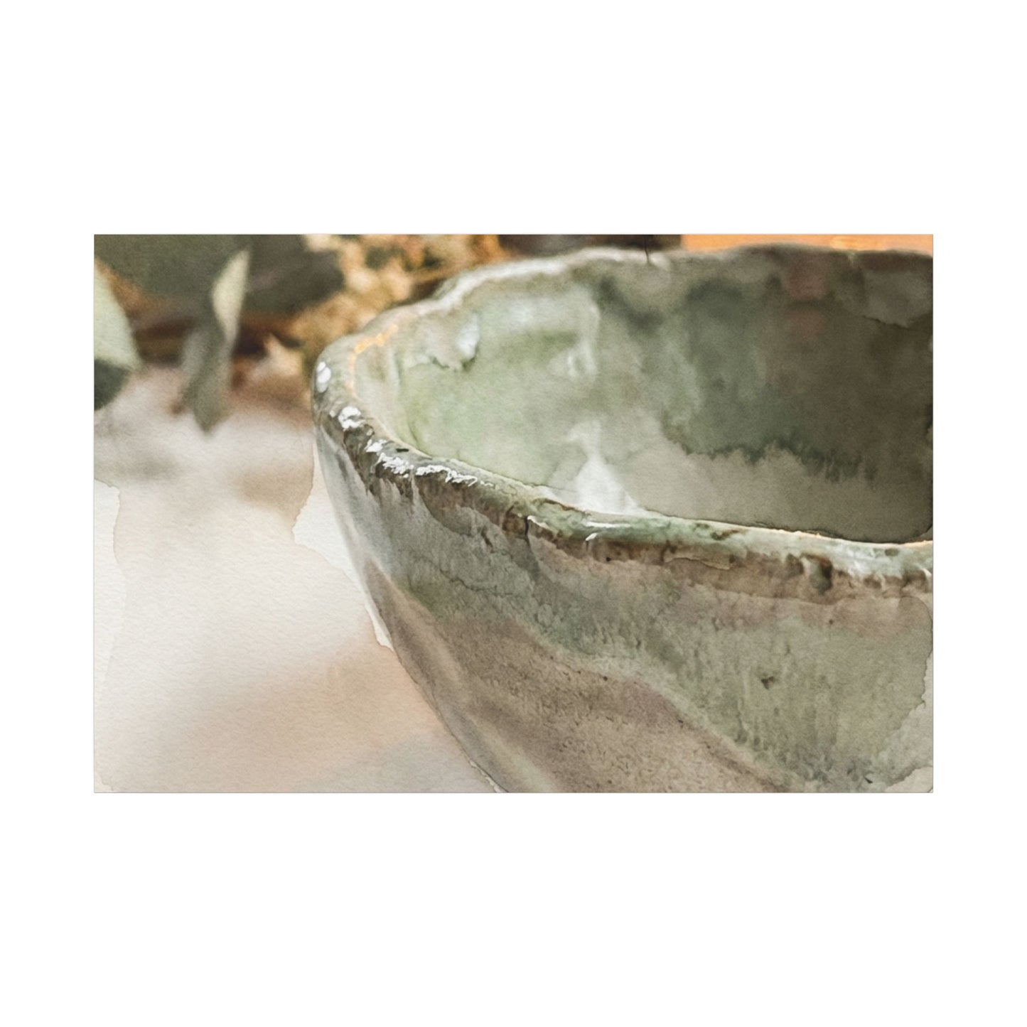 Ceramic Bowl Canvas Art | Summer Japandi Watercolor Art