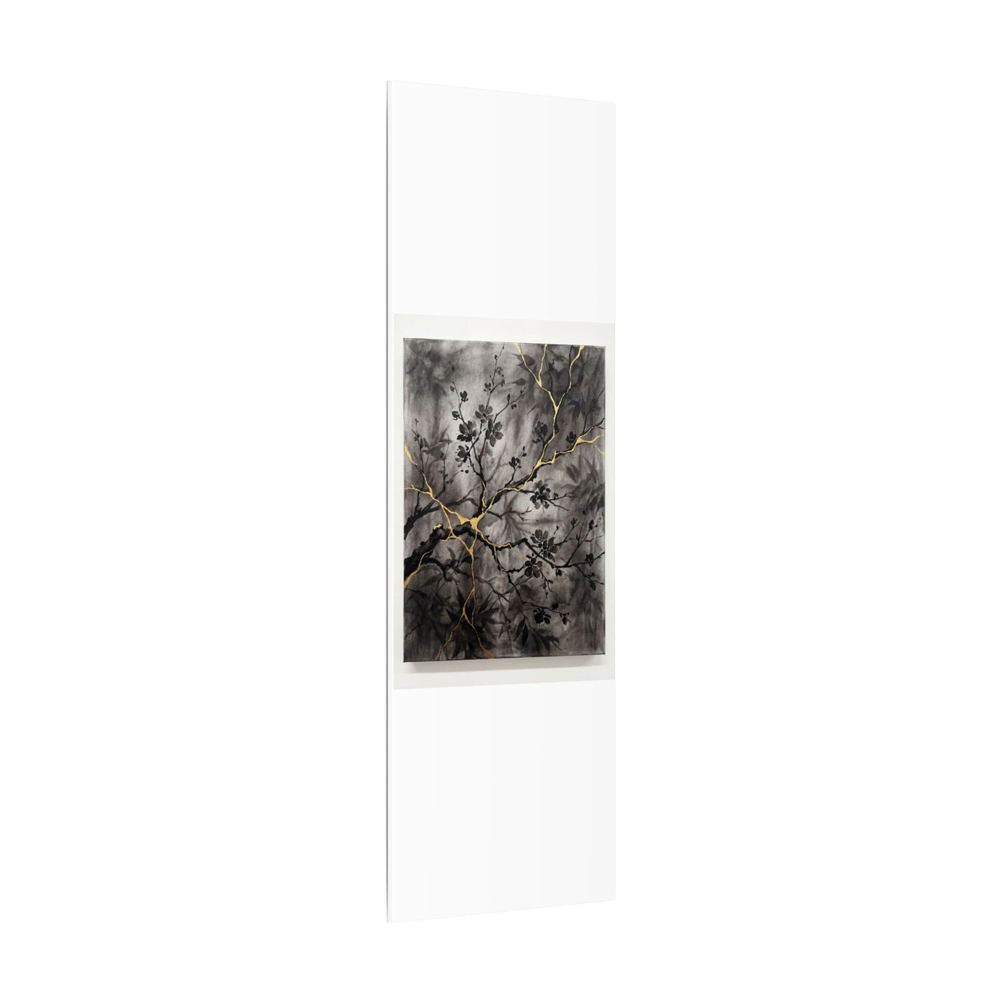 Kanso Cherry Blossom Canvas Art - Kintsugi Crackle Gold