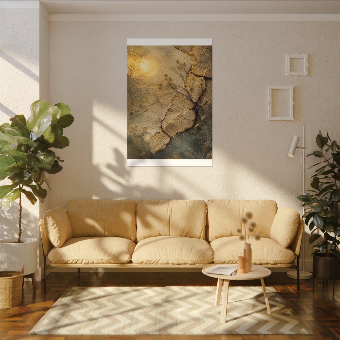 Cracked Earth Spring Canvas Art | Japandi Warm Design