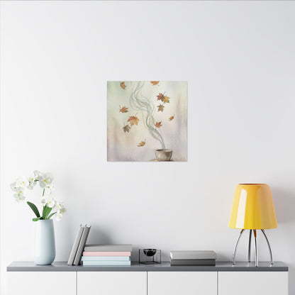 Incense Smoke Canvas Art | Autumn Japandi Watercolor Art