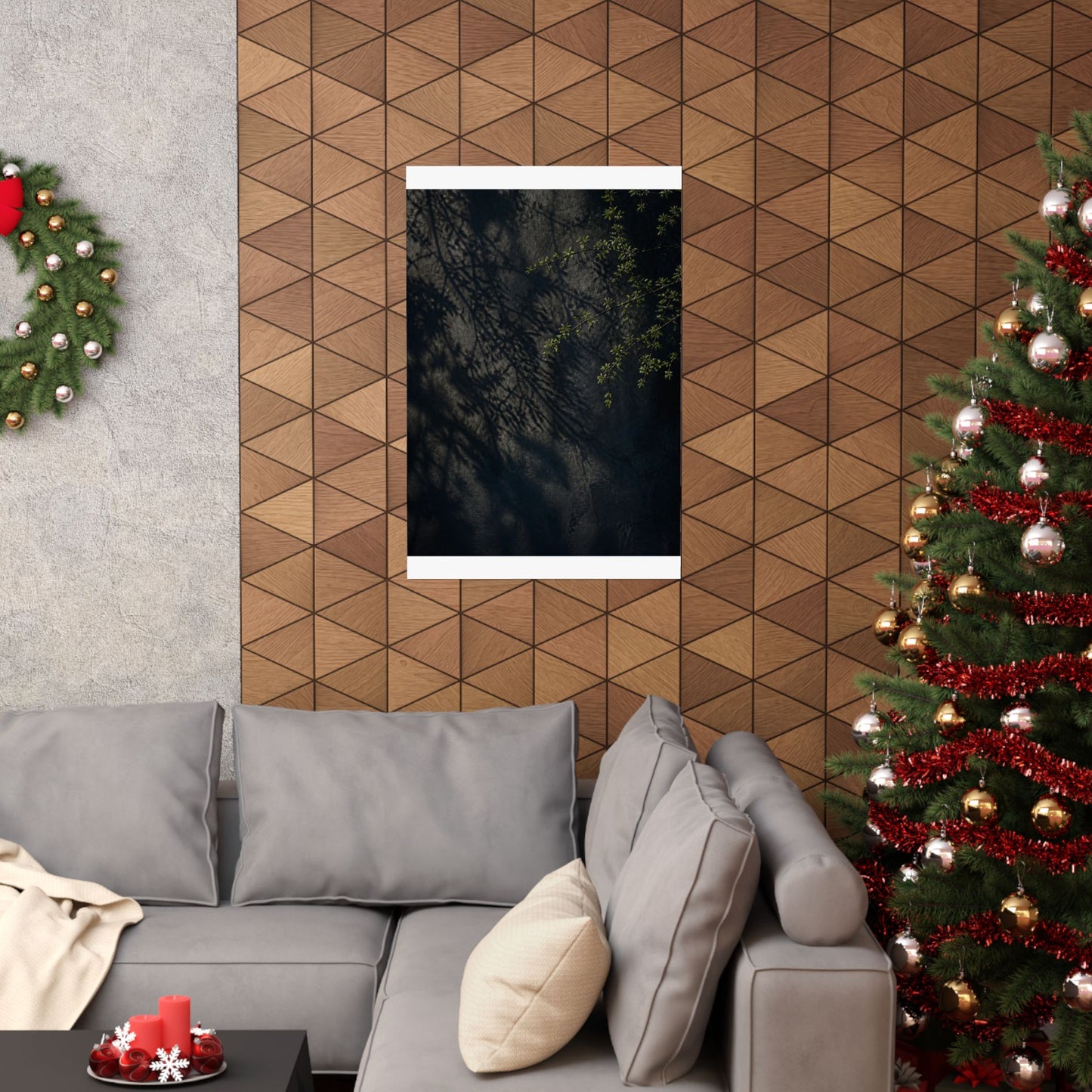 Dark Japandi Shadow Play in Overcast | Moody Minimal Wall Art Print