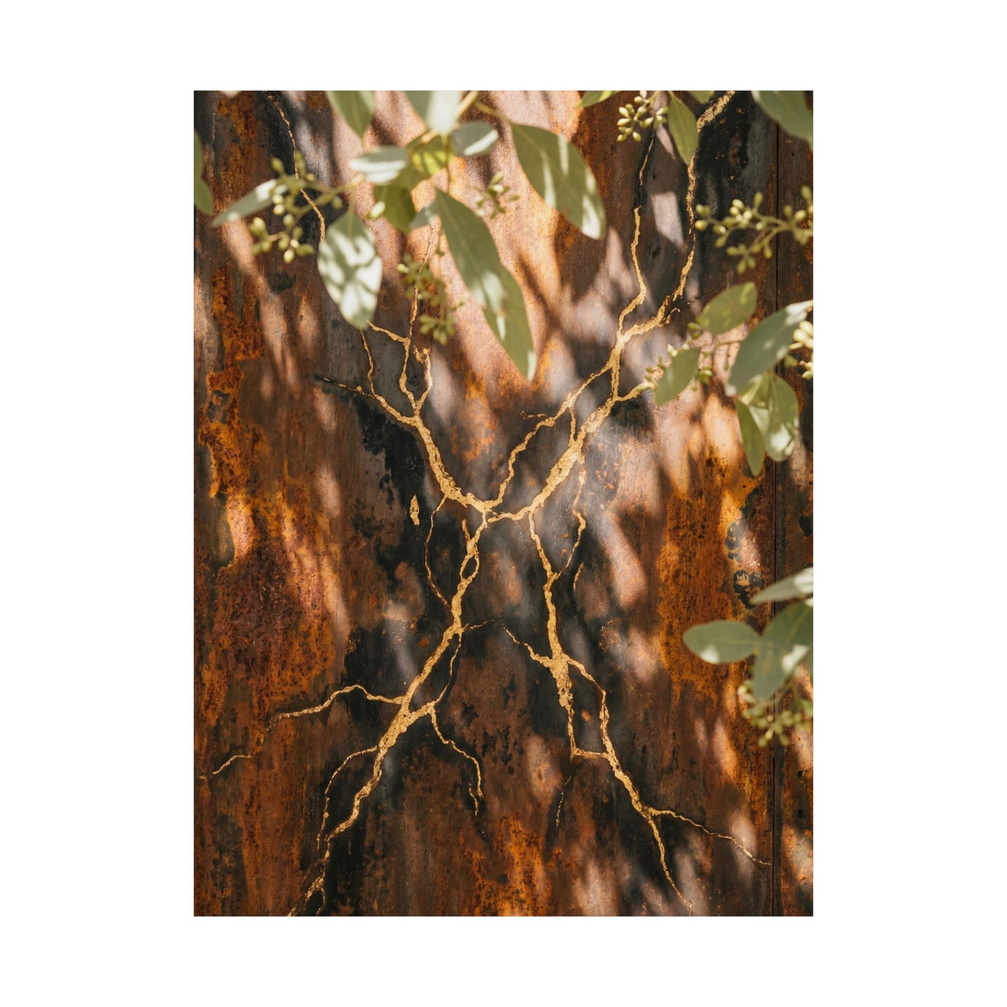 Rust Patina Gold Vein Wall Art Print | Artful Kintsugi Art