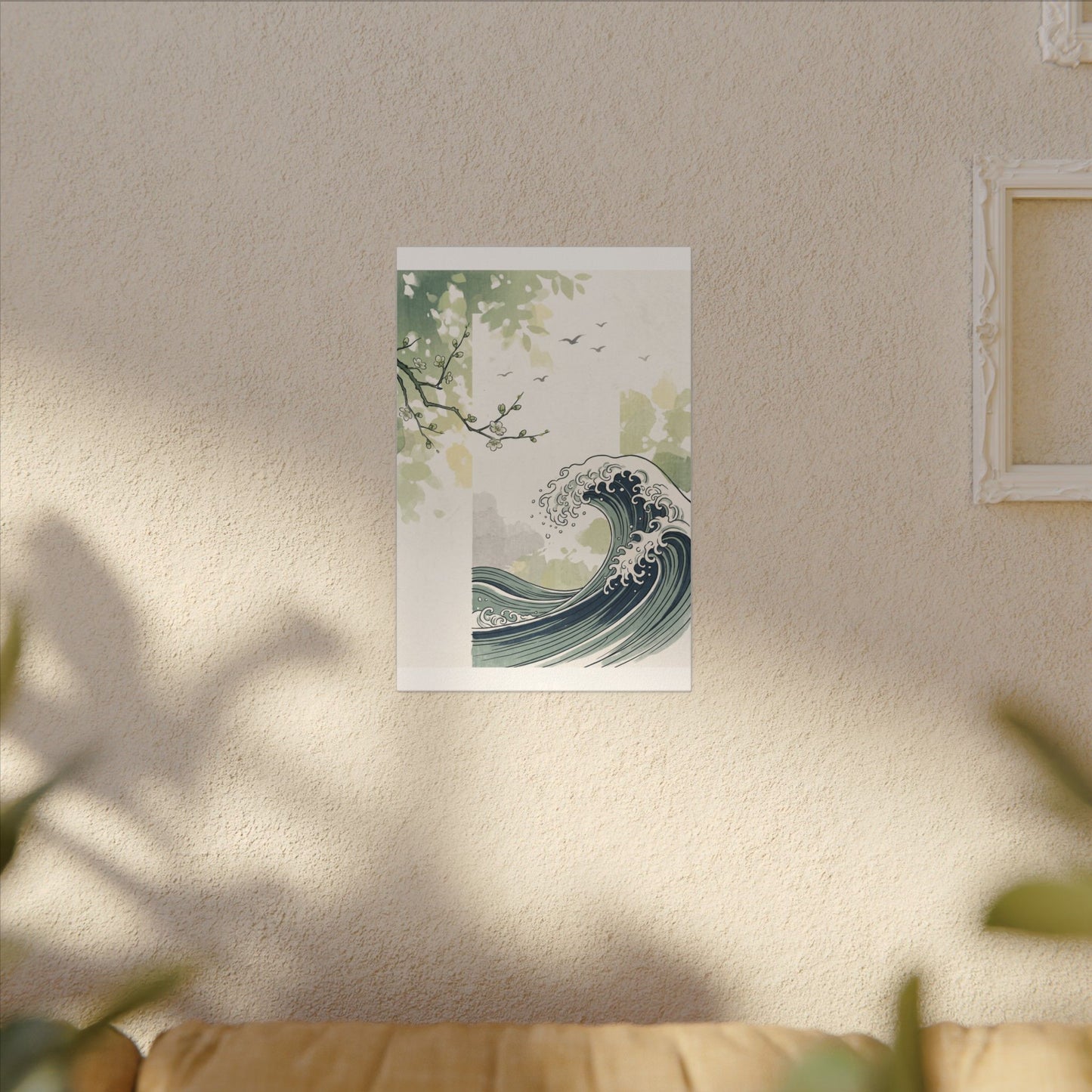 Spring Ocean Wave Ukiyo E Inspired Canvas Art | Serene Decor