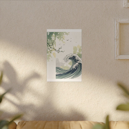 Spring Ocean Wave Ukiyo E Inspired Canvas Art | Serene Decor
