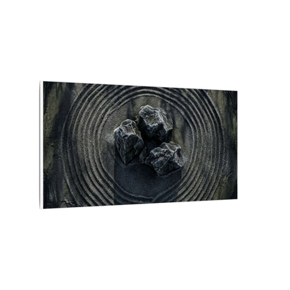 Moody Rock Garden Canvas Art - Dark Texture Dark Japandi