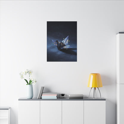 Kintsugi Paper Fold in Moonlight | Crackle Gold Canvas Art