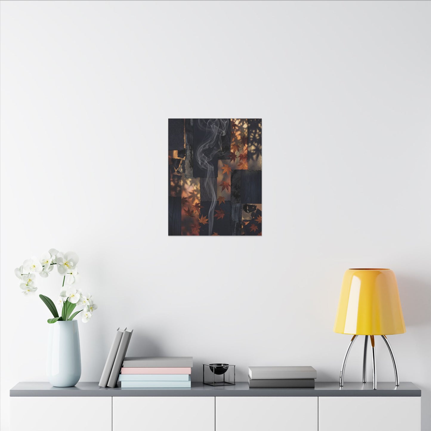 Luxurious Incense Smoke Canvas Art - Dark Texture Dark Japandi