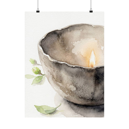 Spring Ceramic Bowl Watercolor Wall Art Print | Earthy Decor