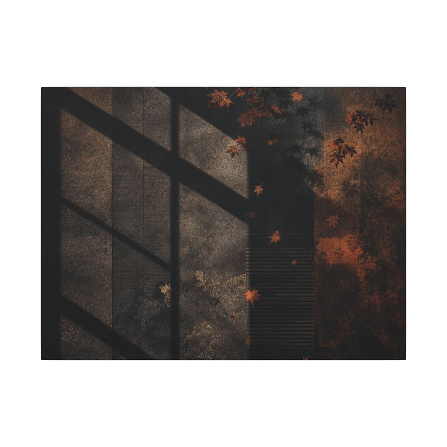 Sophisticated Shadow Play Canvas Art - Dark Texture Dark Japandi