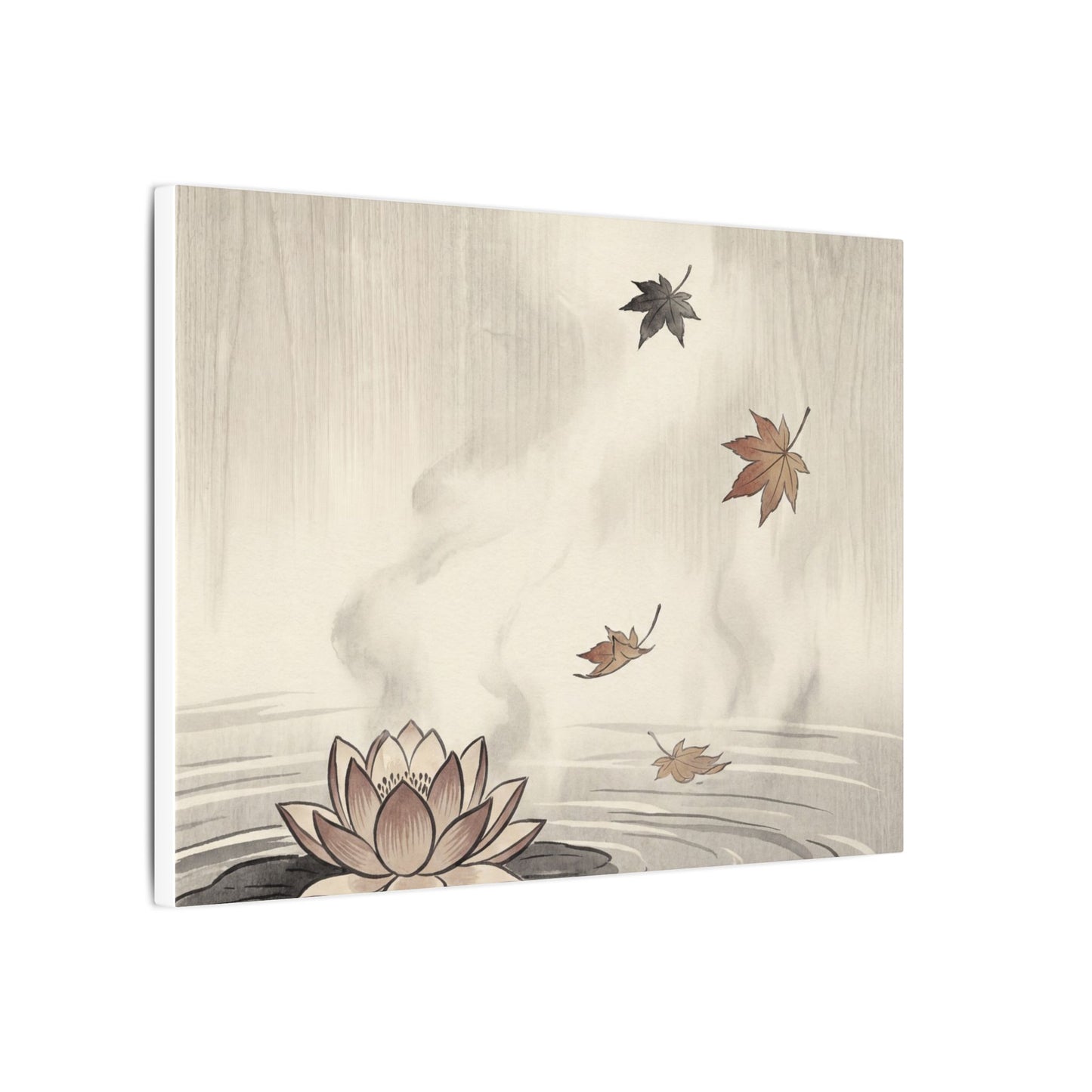 Lotus Flower Canvas Art | Autumn Zen Ukiyo E Inspired Art