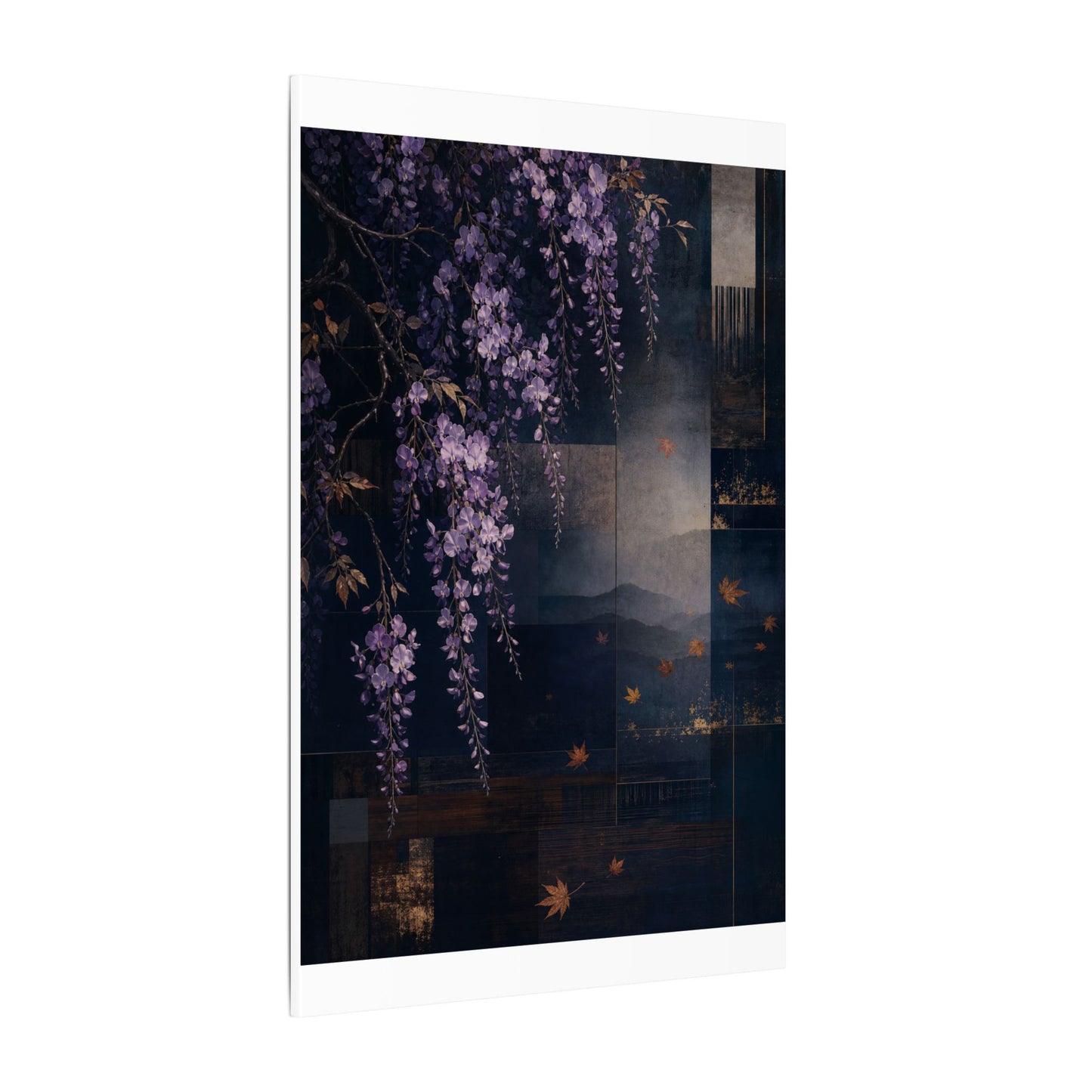 Dawn Wisteria Canvas Art - Dark Japandi Fukinsei
