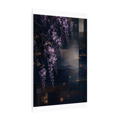 Dawn Wisteria Canvas Art - Dark Japandi Fukinsei