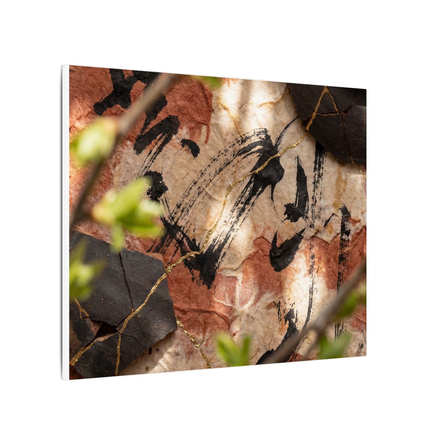 Datsuzoku Ink Brushstroke Canvas Art - Kintsugi Gold Repair