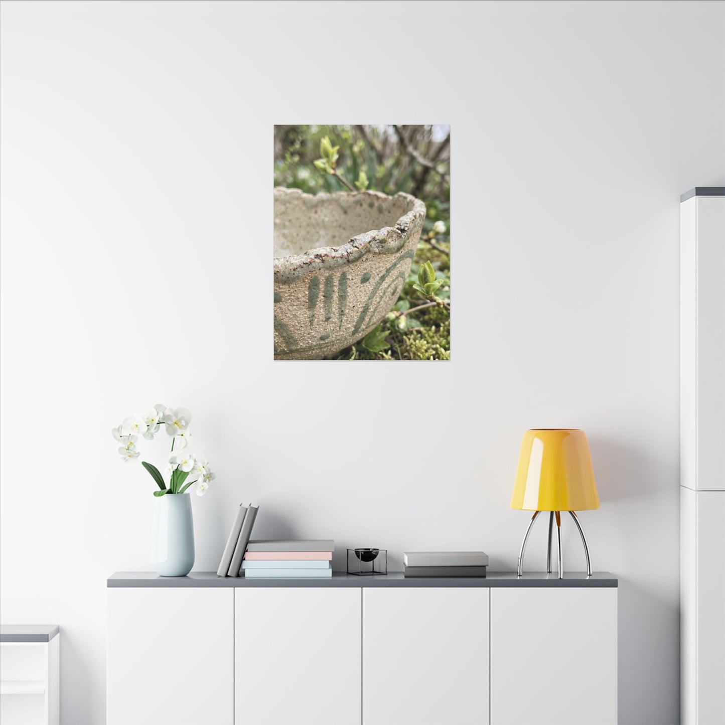 Elegant Ceramic Bowl Canvas Art - Japanese Pattern Japandi