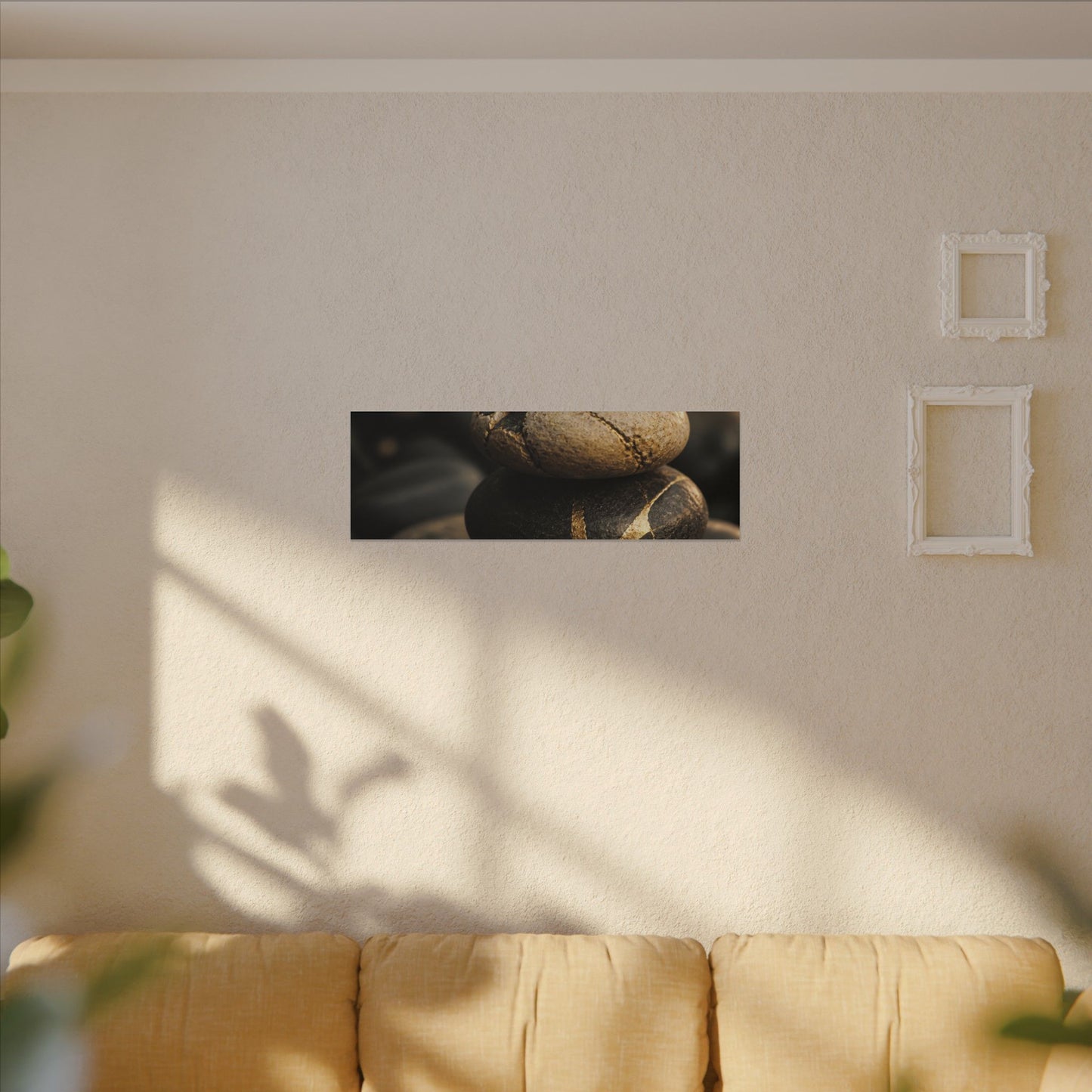Summer River Stones Broken Beauty Canvas Art | Healing Decor