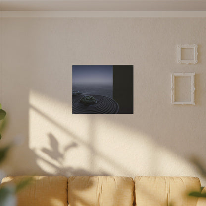 Ma Rock Garden Canvas Art - Dark Japandi Moody Minimal