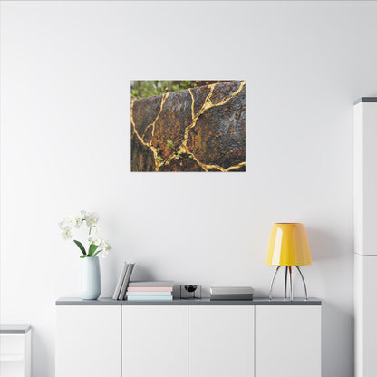 Mono No Aware Rust Patina Canvas Art - Kintsugi Gold Repair