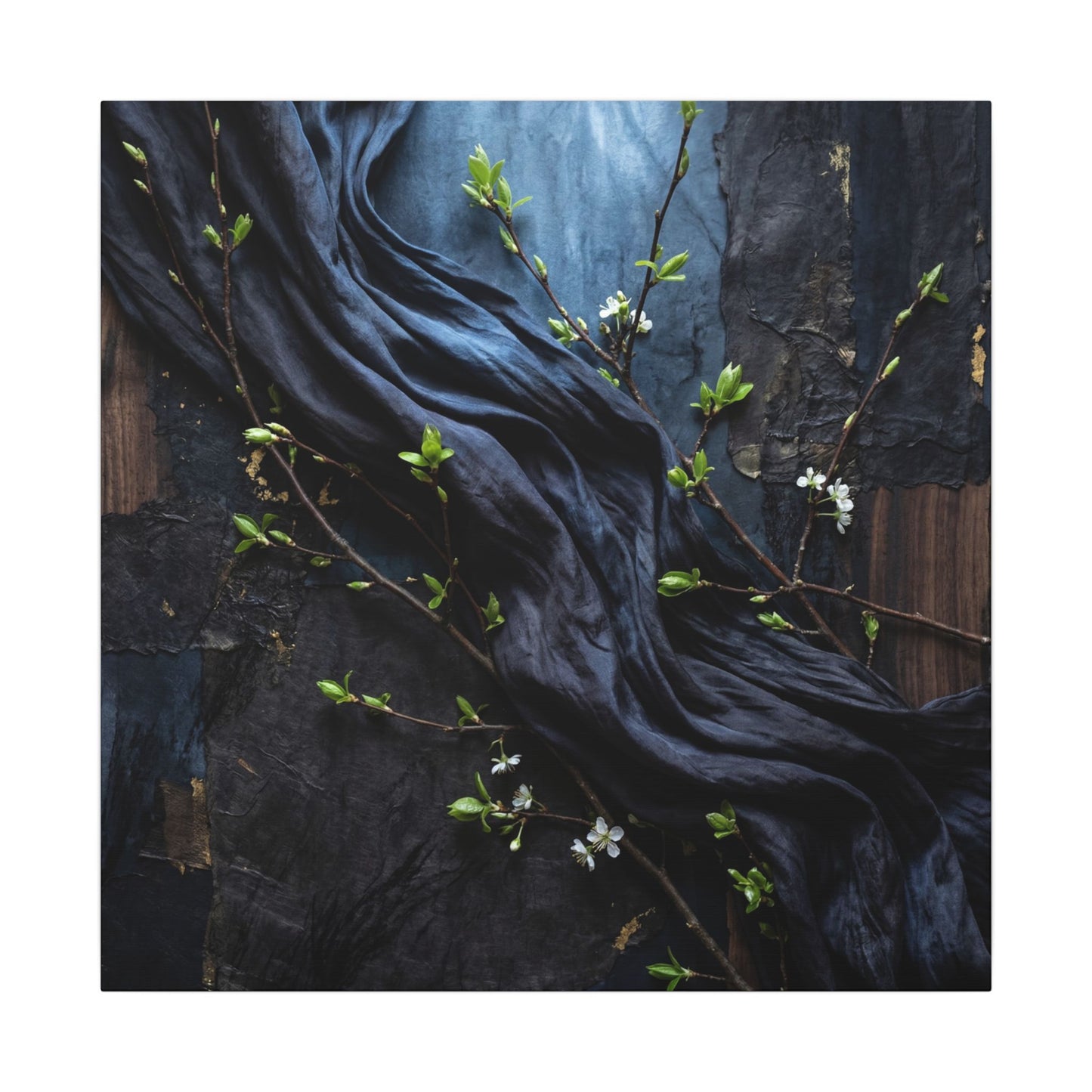 Spring Silk Drape Dark Texture Canvas Art | Atmospheric Decor