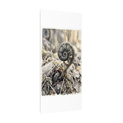 Japandi Fern Unfurling in Golden Hour | Watercolor Canvas Art