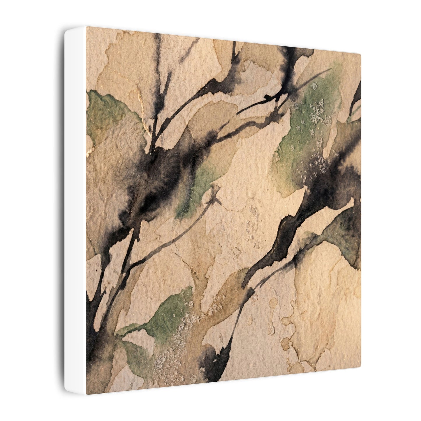 Japandi Shadow Play in Golden Hour | Watercolor Canvas Art