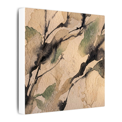 Japandi Shadow Play in Golden Hour | Watercolor Canvas Art