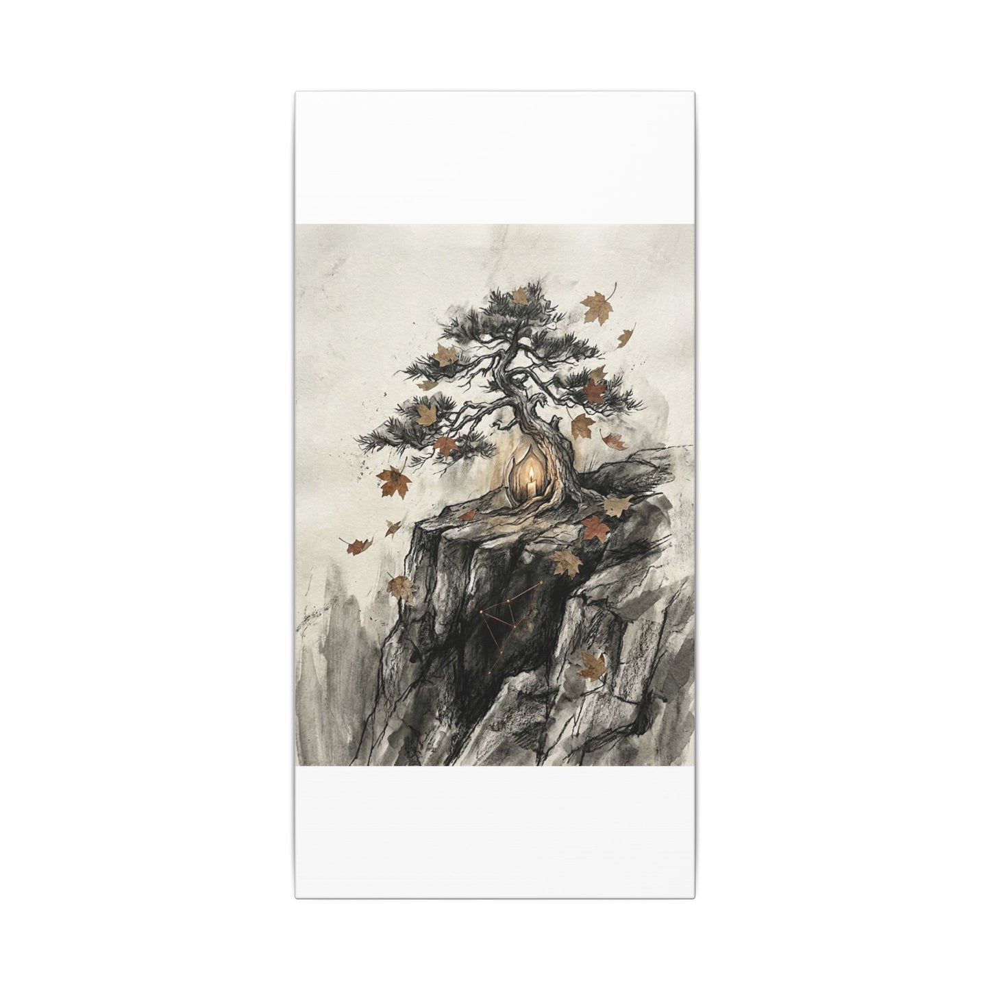 Pine Tree Autumn Canvas Art | Japandi Earthy Design