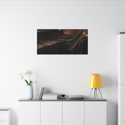 Candlelight Silk Drape Canvas Art - Dark Japandi Ma