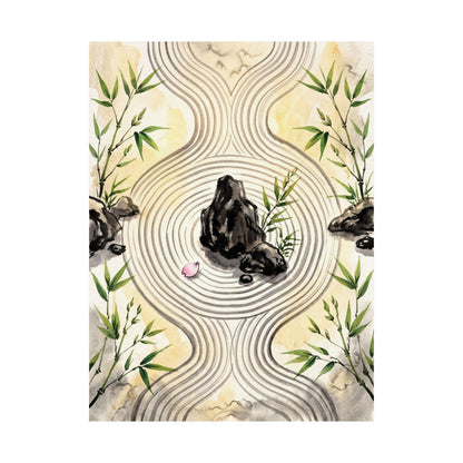 Serene Rock Garden Wall Art Print - Sumi E Zen