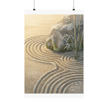 Rock Garden Ukiyo E Inspired Wall Art Print | Peaceful Zen Art