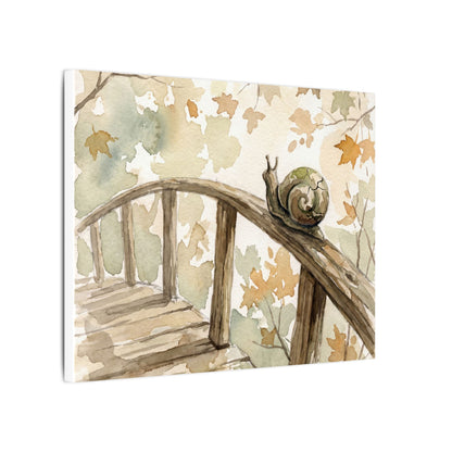 Wooden Bridge Canvas Art | Autumn Japandi Watercolor Art