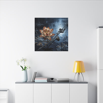 Winter Lotus Flower Broken Beauty Canvas Art | Healing Decor