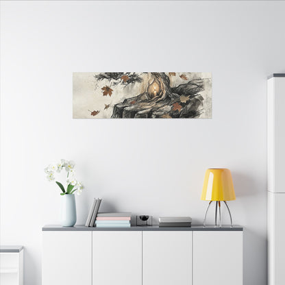 Pine Tree Autumn Canvas Art | Japandi Earthy Design