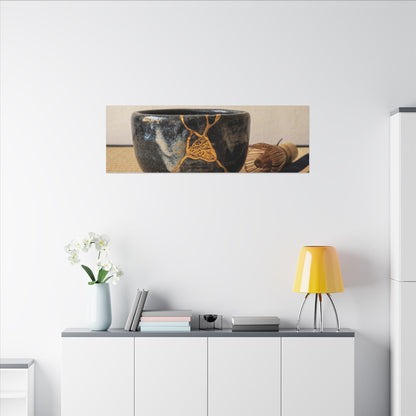 Kanso Tea Ceremony Canvas Art - Kintsugi Gold Vein Art Print