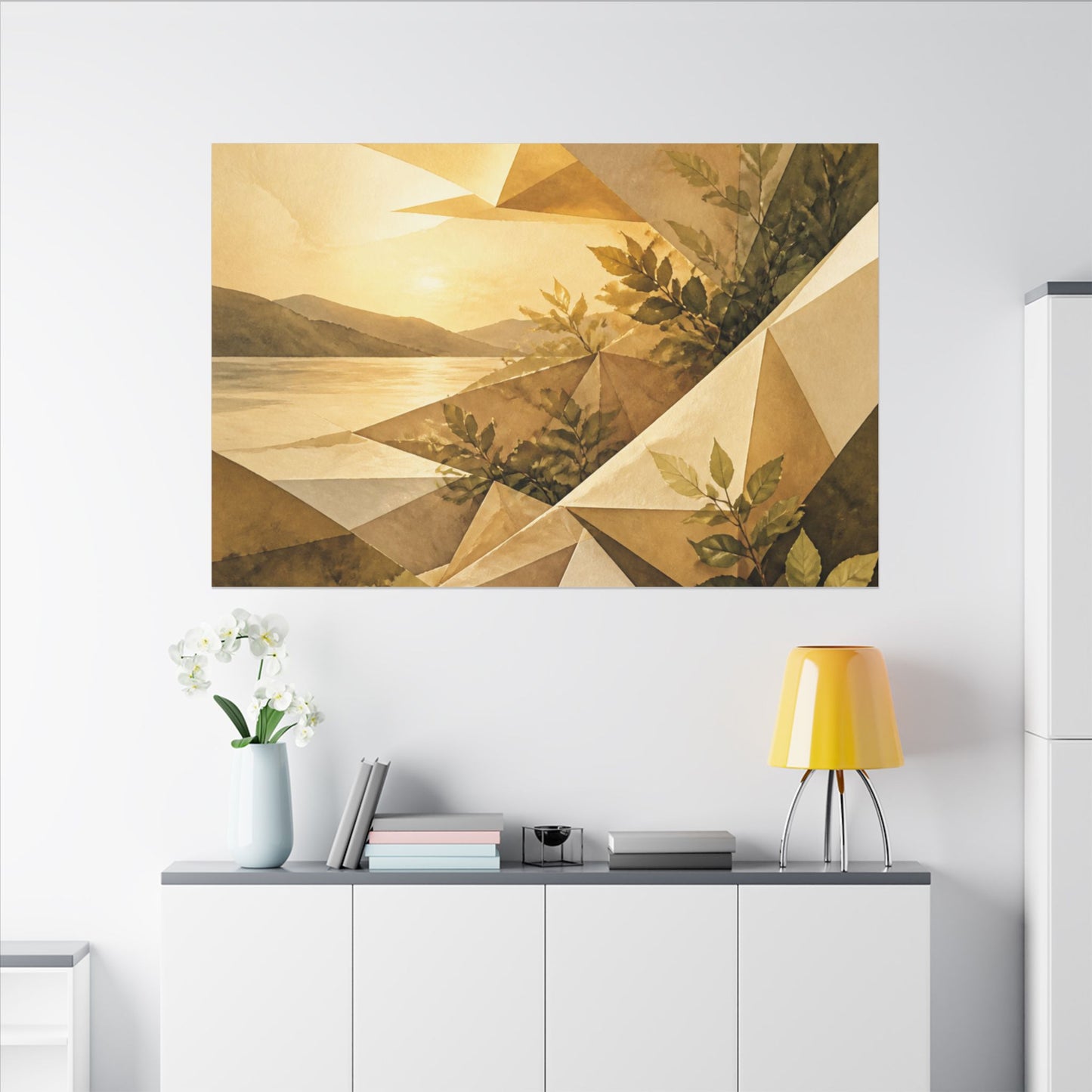 Golden Hour Paper Fold Canvas Art - Japandi Ma