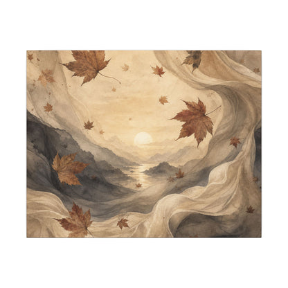 Autumn Silk Drape Watercolor Canvas Art | Earthy Decor