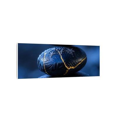 River Stones Canvas Art | Winter Kintsugi Gold Repair Art