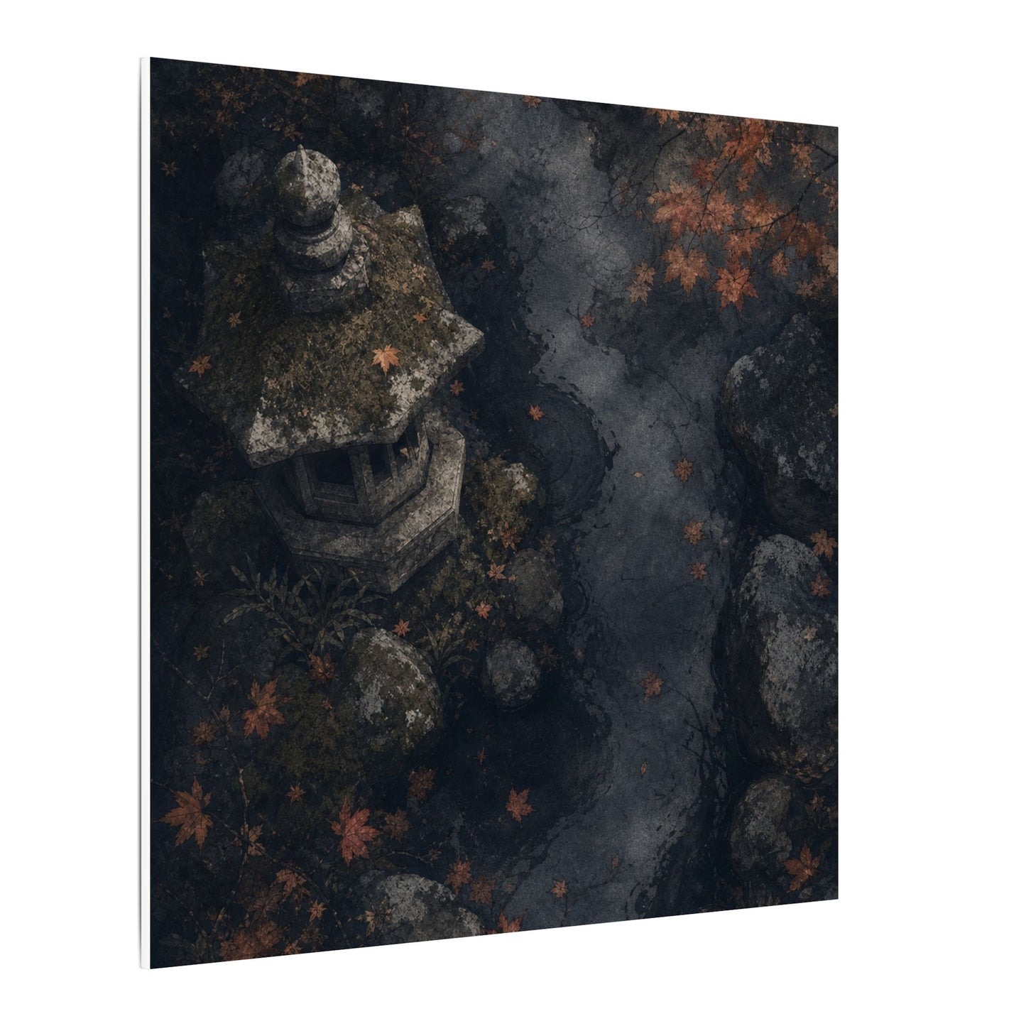 Stone Lantern Canvas Art | Autumn Japandi Texture Art