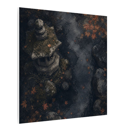 Stone Lantern Canvas Art | Autumn Japandi Texture Art