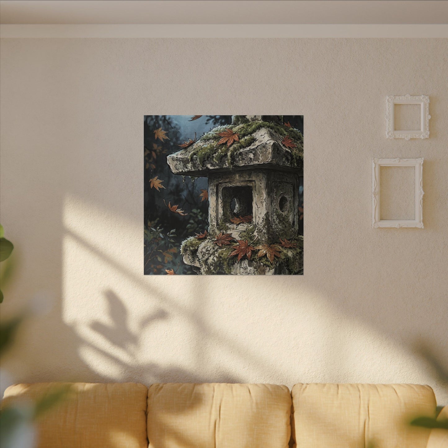 Shibui Stone Lantern Canvas Art - Japandi Minimal Line