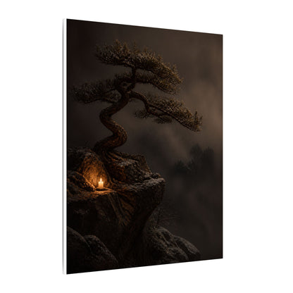 Pine Tree Shadow Zen Canvas Art | Luxurious Dark Japandi Art
