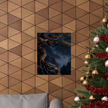 Pine Tree Shadow Zen Wall Art Print | Luxurious Dark Japandi Art