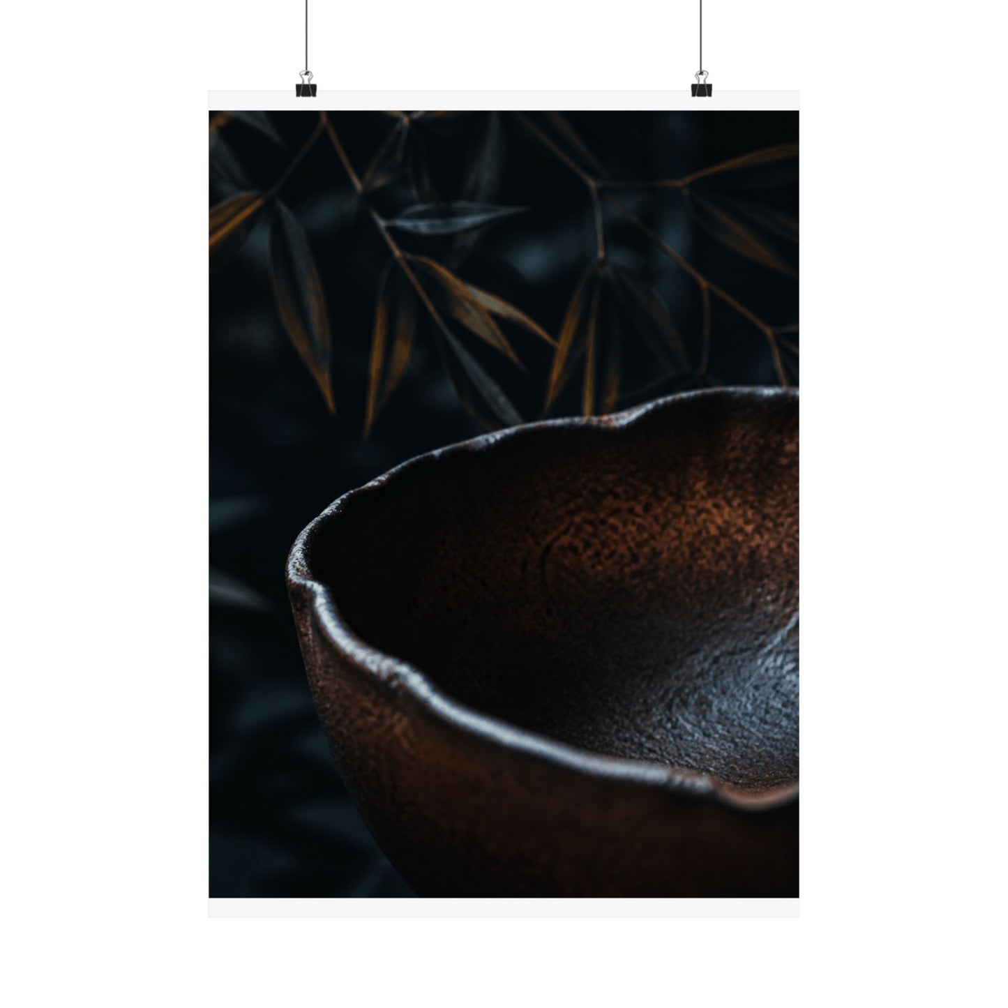 Moonlight Ceramic Bowl Wall Art Print - Dark Japandi Kanso