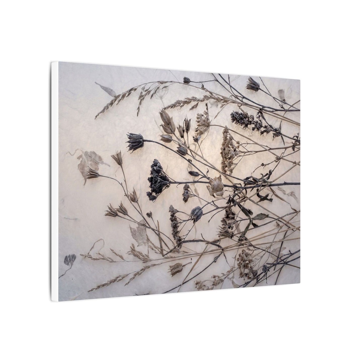 Elegant Dried Flowers Canvas Art - Japanese Pattern Japandi