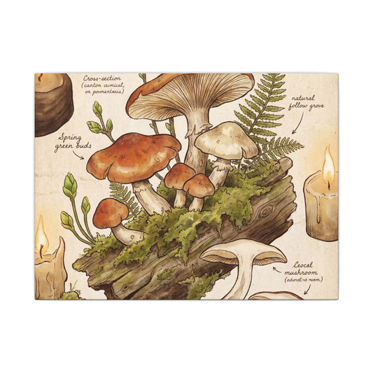 Enchanting Wild Mushrooms Canvas Art - Forest Whimsy Cottagecore Art Print