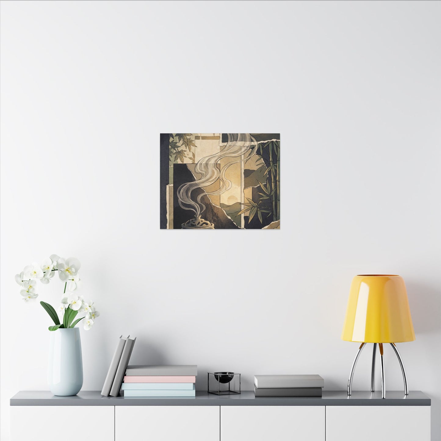 Tranquil Incense Smoke Canvas Art - Ukiyo E Inspired Zen